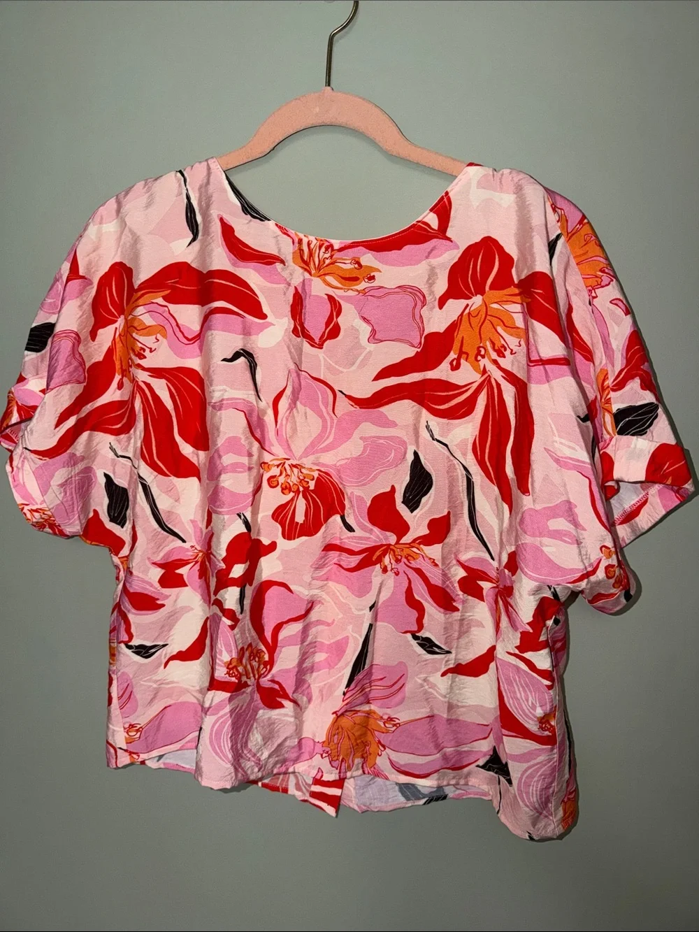 NWOT Melloday 2-Piece Floral Matching Set Pink Wide Leg Pants & Blouse
